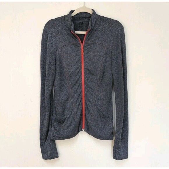 NORTH FACE Womens Full Zip Polyester Jacket. Gray With Orange Stitching Size S - Picture 1 of 8